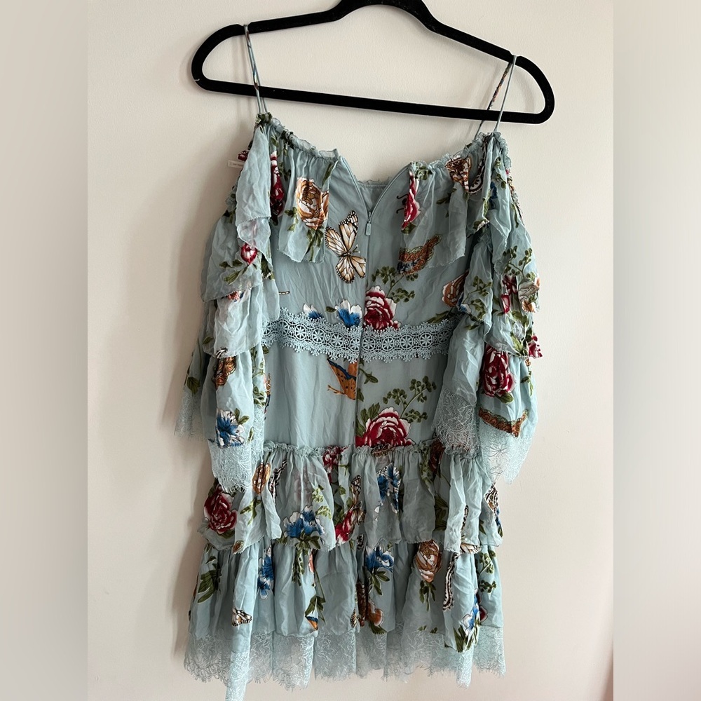 Miss Sixty Blue Bubble Mini Dress Ruffled Tiered Cocktail - Picture 10 of 11